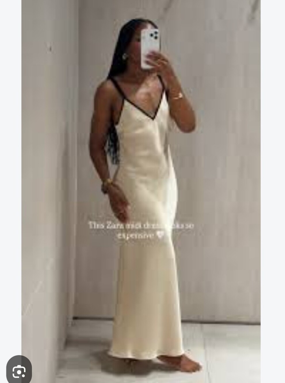 NWT Zara Cream Satin Maxi Dress Contrast Piping small